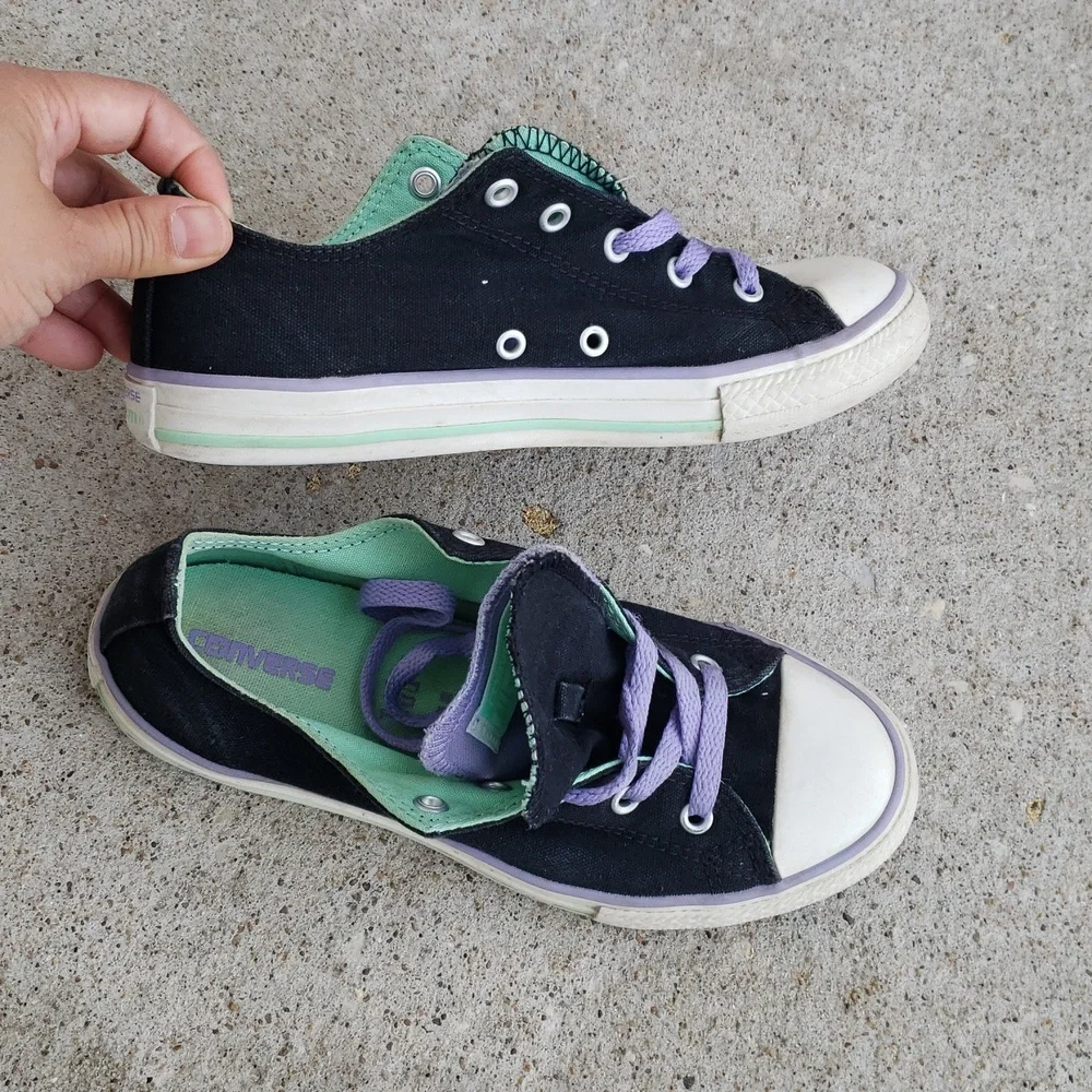 Converse Canvas Double Tongue Sneakers Classic All Star Size 4 Youth 6 Womens
